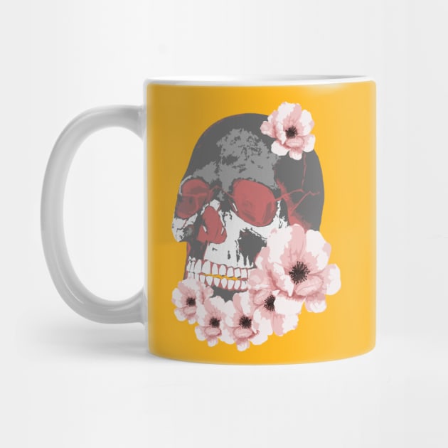 Skull with Flowers by Scailaret